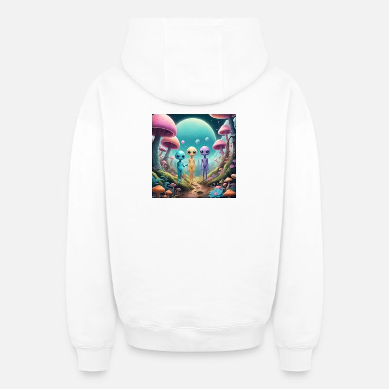 Étrangers - Sweat à capuche unisexe zippé oversize épais SPREAD - blanc