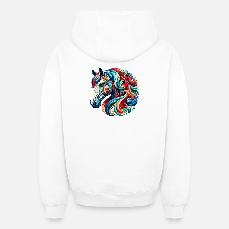 Cheval - Sweat à capuche unisexe zippé oversize épais SPREAD - blanc