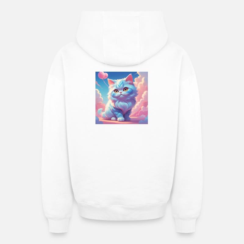Chaton - Sweat à capuche unisexe zippé oversize épais SPREAD - blanc