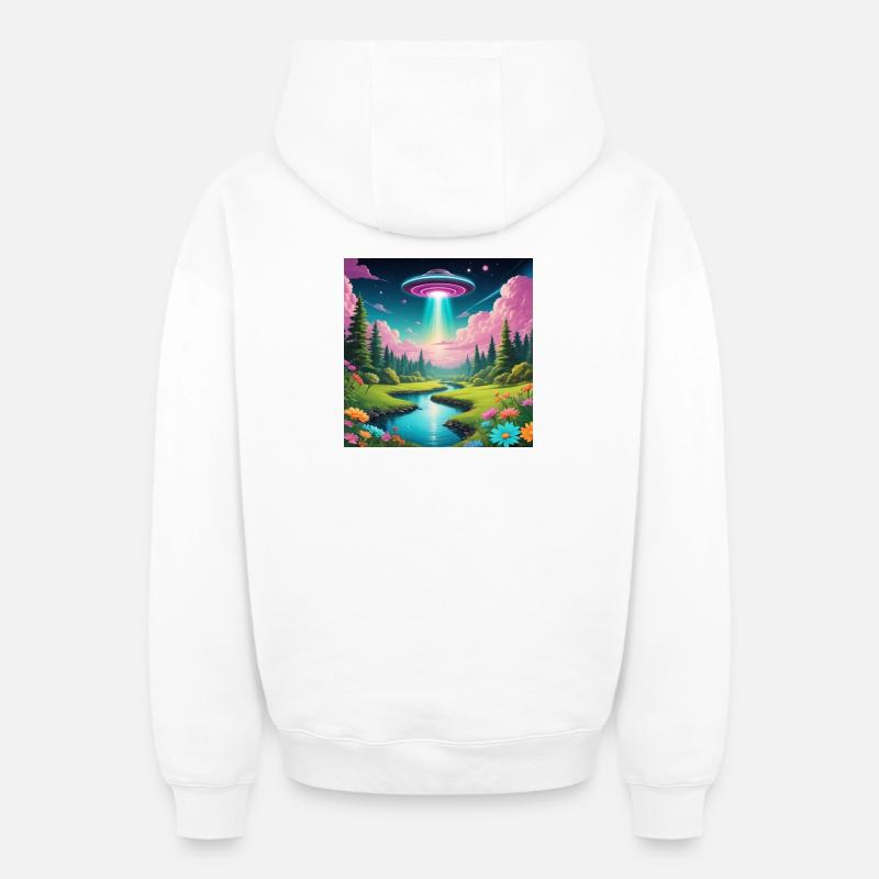 OVNI - Sweat à capuche unisexe zippé oversize épais SPREAD - blanc