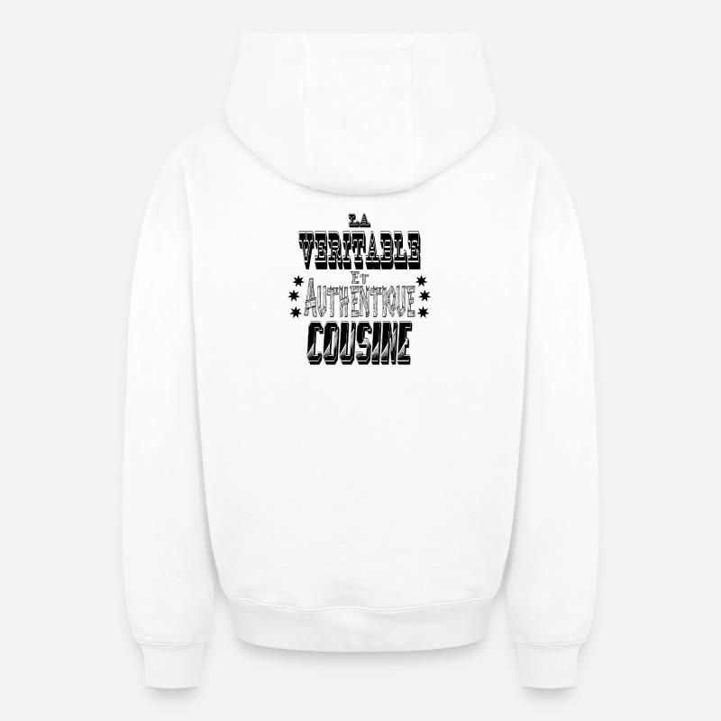 La Véritable et Authentique Cousine - Sweat à capuche unisexe zippé oversize épais SPREAD - blanc