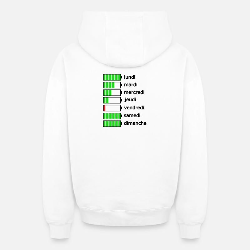 Les jours de la semaine - Sweat à capuche unisexe zippé oversize épais SPREAD - blanc