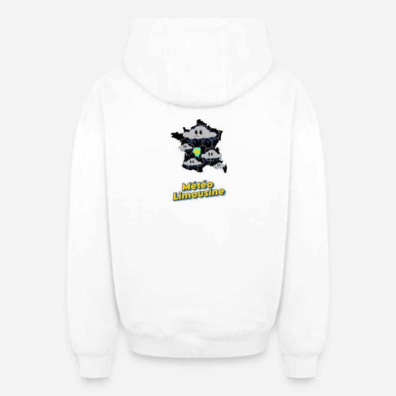 Météo Limousine - Sweat à capuche unisexe zippé oversize épais SPREAD - blanc