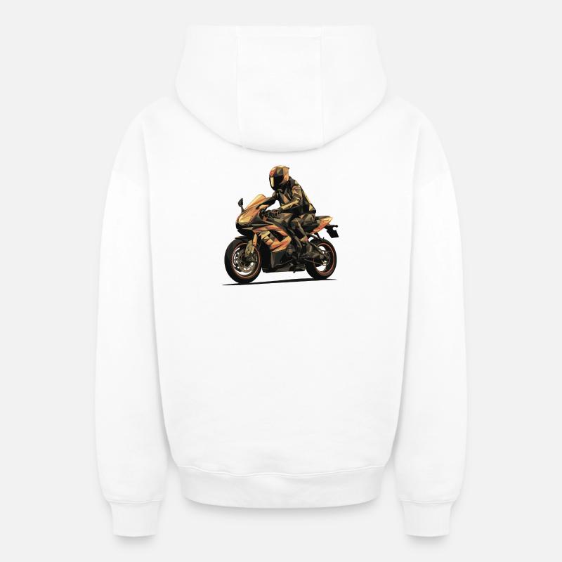 Le motard - Sweat à capuche unisexe zippé oversize épais SPREAD - blanc