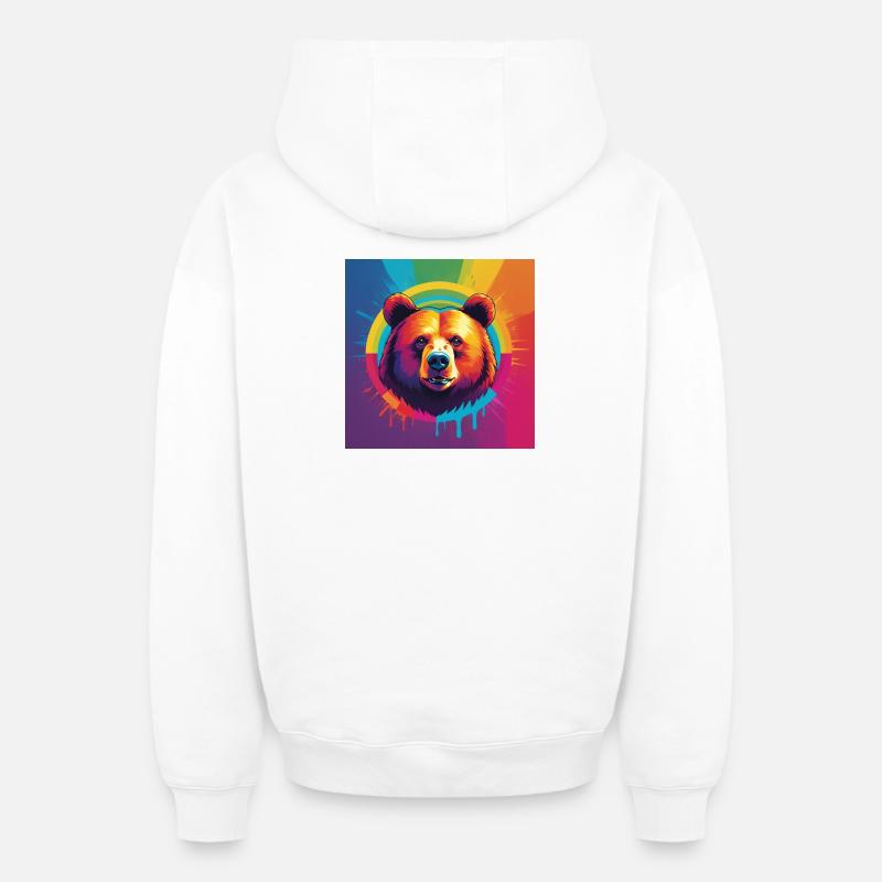 Pride Bear - Oversized Heavyweight Unisex Zip Hoodie - Weiß