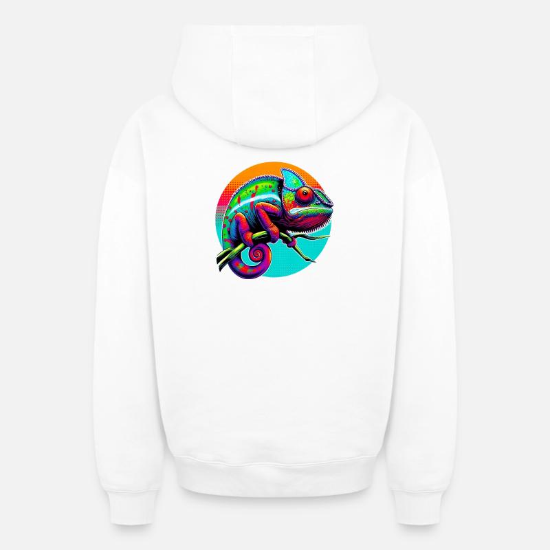 Caméléon - Sweat à capuche unisexe zippé oversize épais SPREAD - blanc