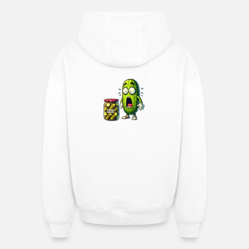Motif de concombre amusant - Sweat à capuche unisexe zippé oversize épais SPREAD - blanc