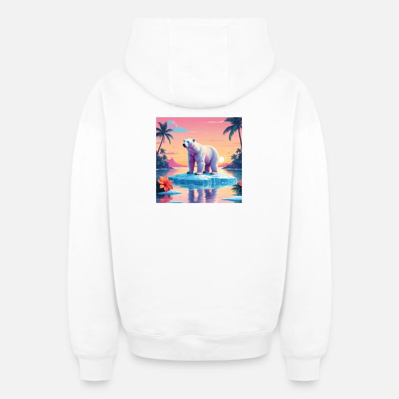 Ours blanc - Sweat à capuche unisexe zippé oversize épais SPREAD - blanc