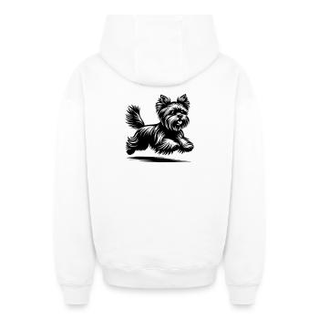 Yorkshire Terrier - Sweat à capuche unisexe zippé oversize épais SPREAD - blanc - Dos - AI Model Male 178 light (178cm)