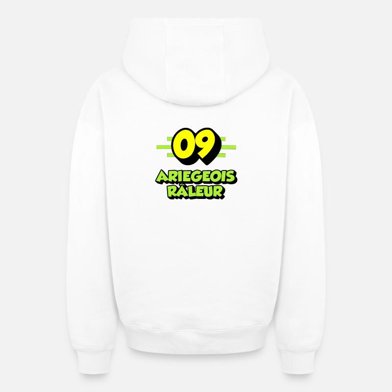 Ariégeois râleur - Sweat à capuche unisexe zippé oversize épais SPREAD - blanc