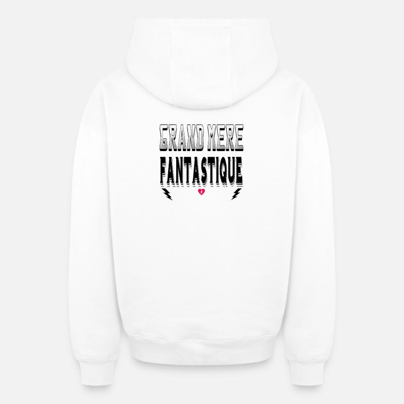 Grand Mère Fantastique - Sweat à capuche unisexe zippé oversize épais SPREAD - blanc