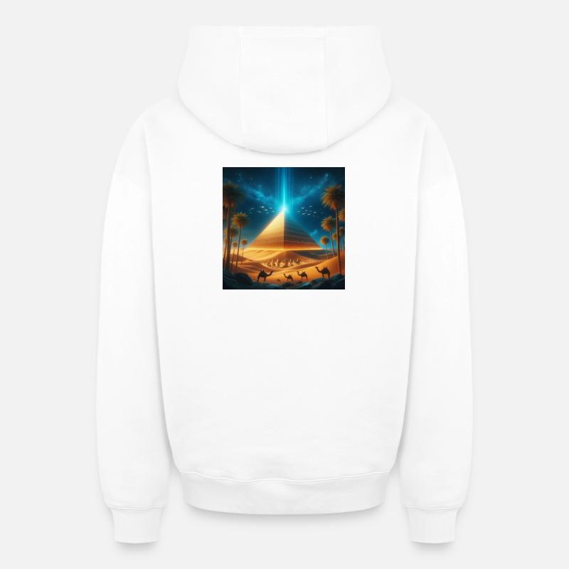 Pyramide 8 - Sweat à capuche unisexe zippé oversize épais SPREAD - blanc