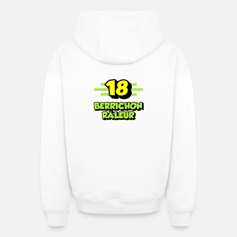 Berrichon râleur - Sweat à capuche unisexe zippé oversize épais SPREAD - blanc