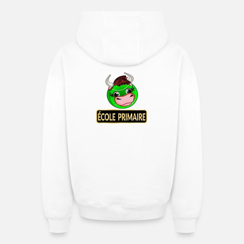 École Primaire Tennis - Sweat à capuche unisexe zippé oversize épais SPREAD - blanc