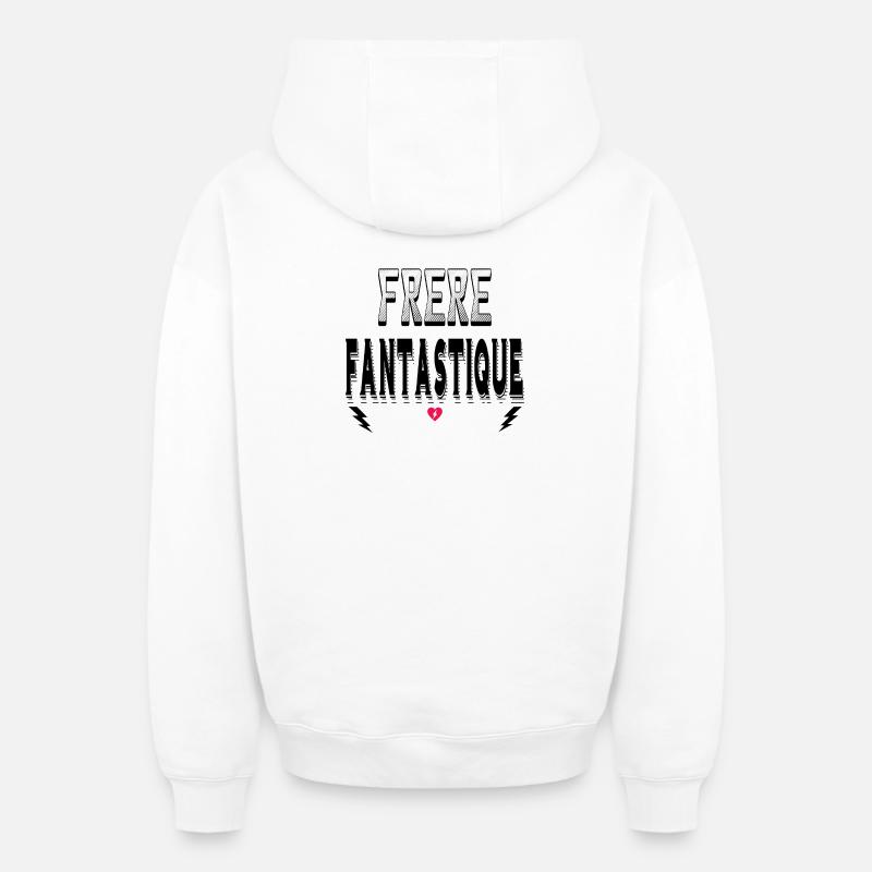 Frère Fantastique - Sweat à capuche unisexe zippé oversize épais SPREAD - blanc