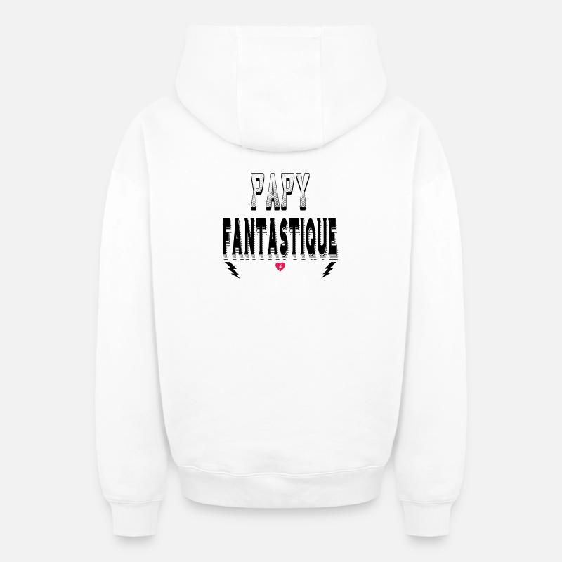 Papy Fantastique - Sweat à capuche unisexe zippé oversize épais SPREAD - blanc