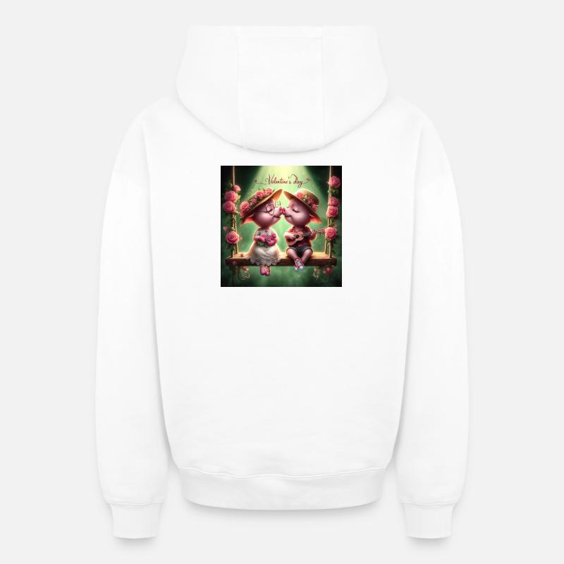 Saint Valentin - Sweat à capuche unisexe zippé oversize épais SPREAD - blanc