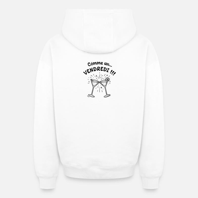 Comme un vendredi ! - Sweat à capuche unisexe zippé oversize épais SPREAD - blanc