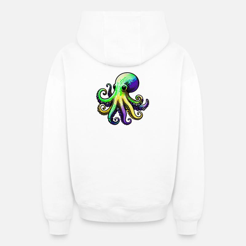 Pieuvre - Sweat à capuche unisexe zippé oversize épais SPREAD - blanc