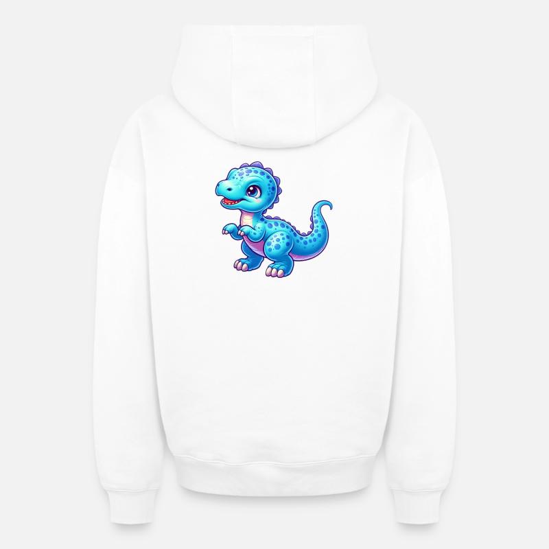 Dinosaure - Sweat à capuche unisexe zippé oversize épais SPREAD - blanc