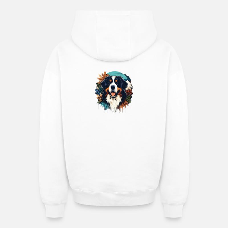 Bouvier bernois - Sweat à capuche unisexe zippé oversize épais SPREAD - blanc