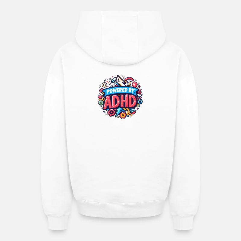 TDAH - Sweat à capuche unisexe zippé oversize épais SPREAD - blanc