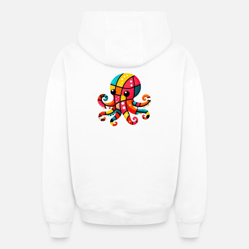Pieuvre - Sweat à capuche unisexe zippé oversize épais SPREAD - blanc