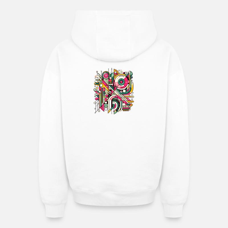 Neon Geometry — Hypergrid - Oversized Heavyweight Unisex Zip Hoodie - Weiß