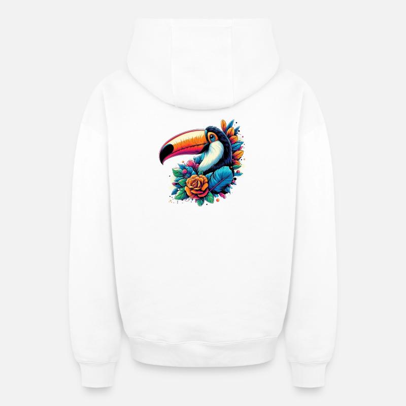 Toucan - Sweat à capuche unisexe zippé oversize épais SPREAD - blanc