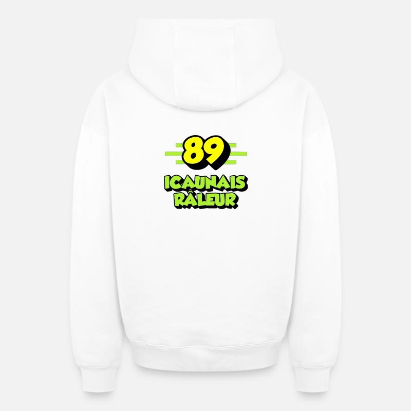 Icaunais râleur - Sweat à capuche unisexe zippé oversize épais SPREAD - blanc