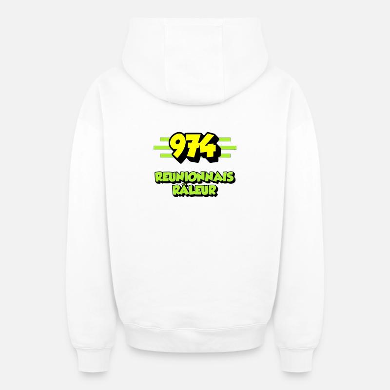 Réunionnais râleur - Sweat à capuche unisexe zippé oversize épais SPREAD - blanc