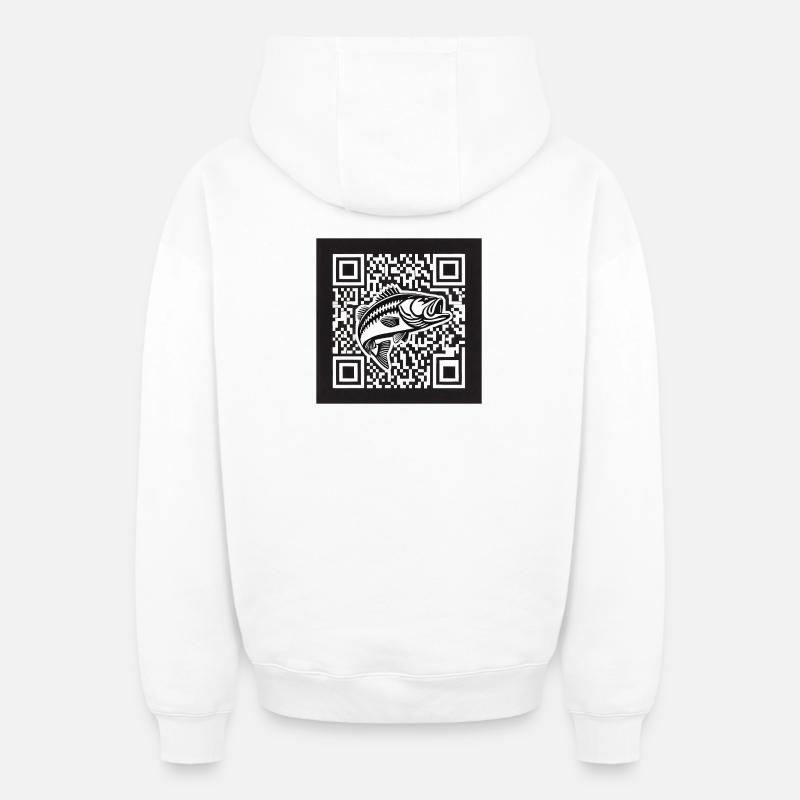 Design de code QR Perch - Sweat à capuche unisexe zippé oversize épais SPREAD - blanc