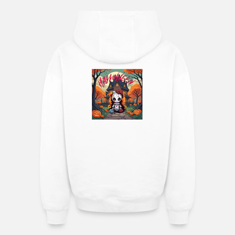 Halloween - Sweat à capuche unisexe zippé oversize épais SPREAD - blanc