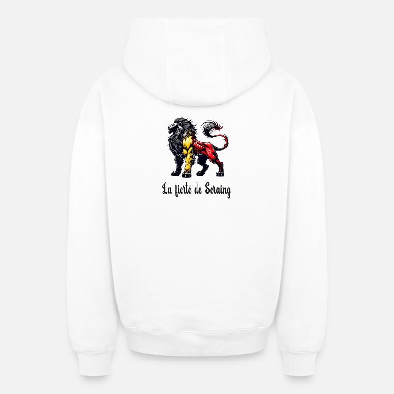 Seraing Löwe Flaggen Design - Oversized Heavyweight Unisex Zip Hoodie - Weiß