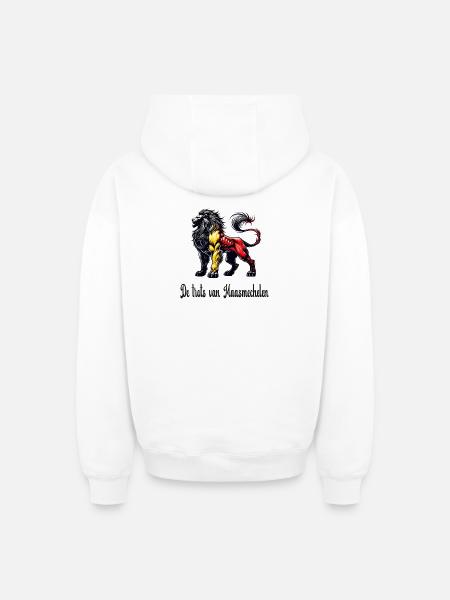 Maasmechelen lion flag design - Oversized Heavyweight Unisex Zip Hoodie - white
