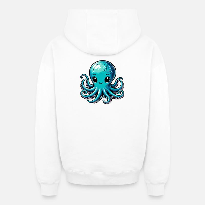 Pieuvre - Sweat à capuche unisexe zippé oversize épais SPREAD - blanc