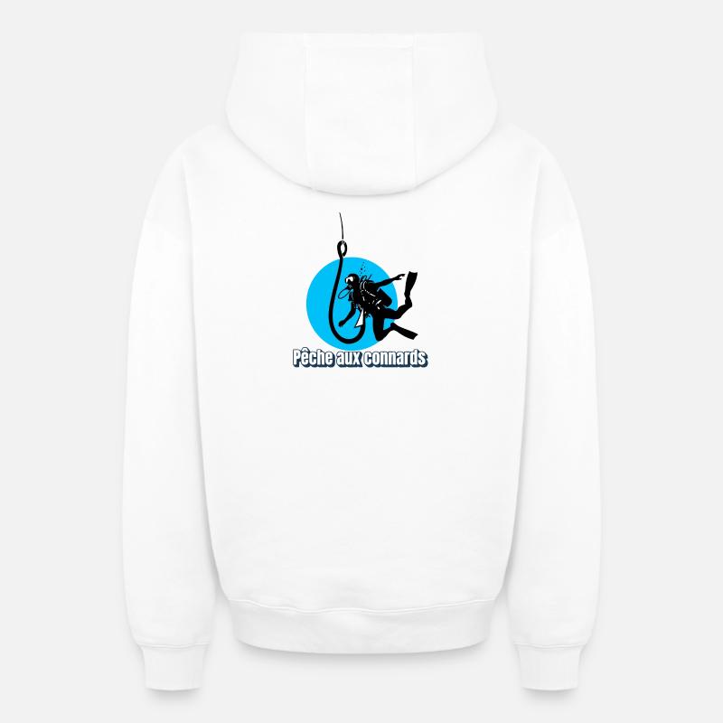 Pêche aux connards - Sweat à capuche unisexe zippé oversize épais SPREAD - blanc
