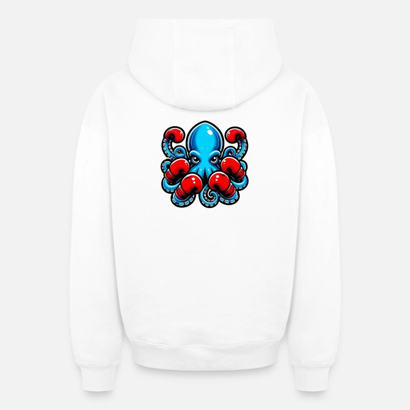 Pieuvre - Sweat à capuche unisexe zippé oversize épais SPREAD - blanc