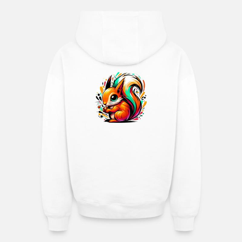 Écureuil - Sweat à capuche unisexe zippé oversize épais SPREAD - blanc
