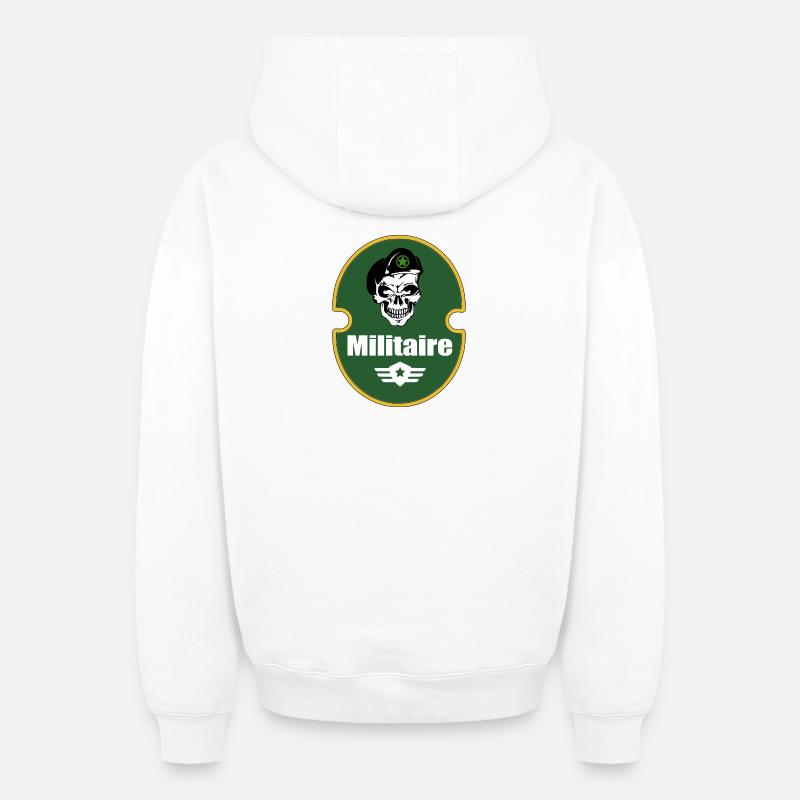 Militaire - Sweat à capuche unisexe zippé oversize épais SPREAD - blanc