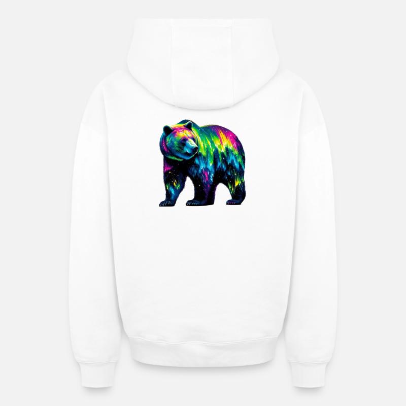 Ours - Sweat à capuche unisexe zippé oversize épais SPREAD - blanc