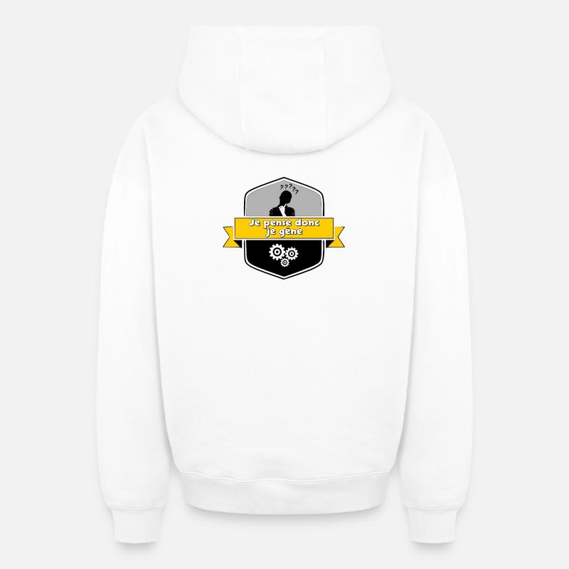 Je pense - Sweat à capuche unisexe zippé oversize épais SPREAD - blanc