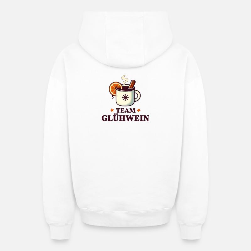 Équipe Vin chaud - Sweat à capuche unisexe zippé oversize épais SPREAD - blanc