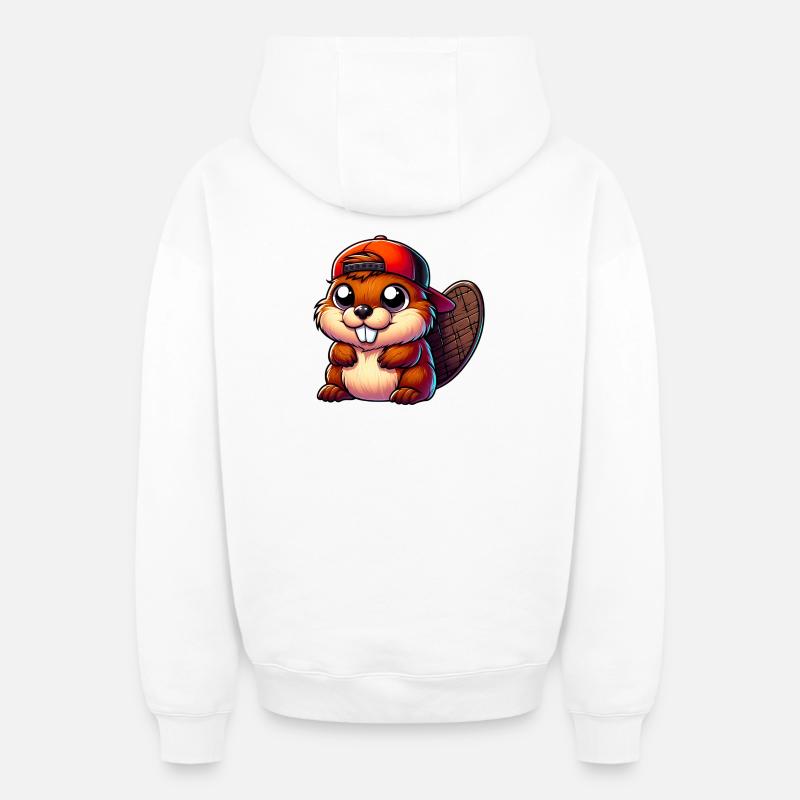 Castor - Sweat à capuche unisexe zippé oversize épais SPREAD - blanc