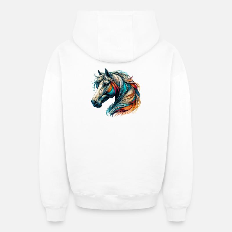 Cheval - Sweat à capuche unisexe zippé oversize épais SPREAD - blanc