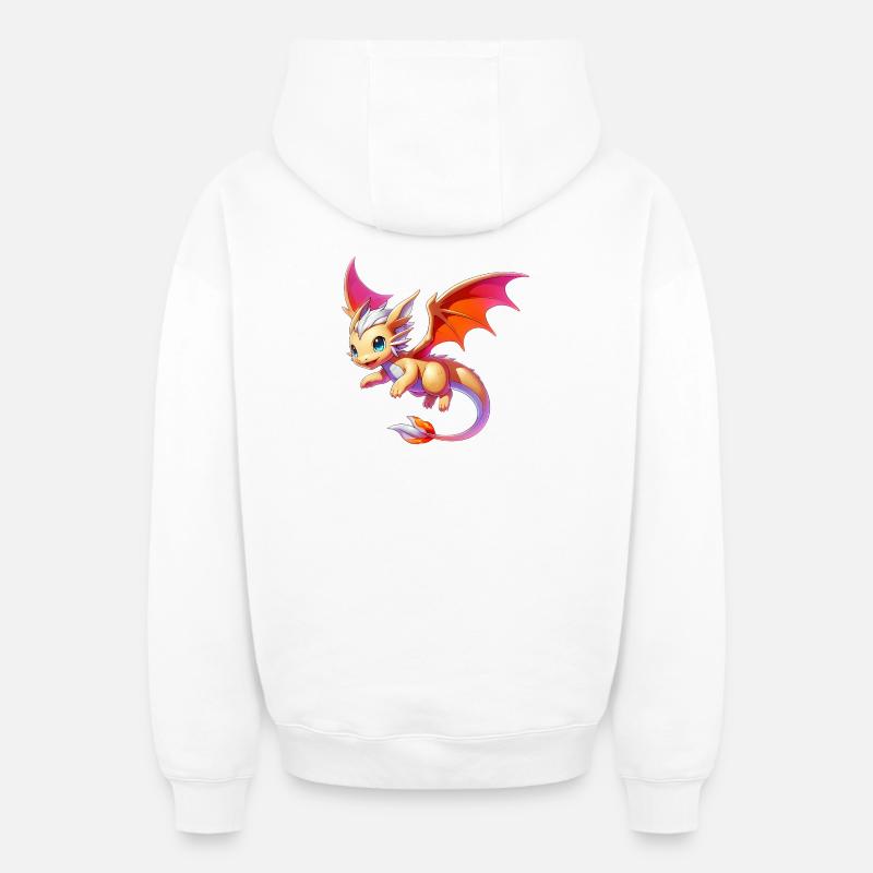 Dragon - Sweat à capuche unisexe zippé oversize épais SPREAD - blanc