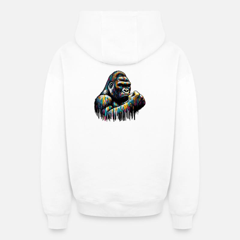 Gorille - Sweat à capuche unisexe zippé oversize épais SPREAD - blanc