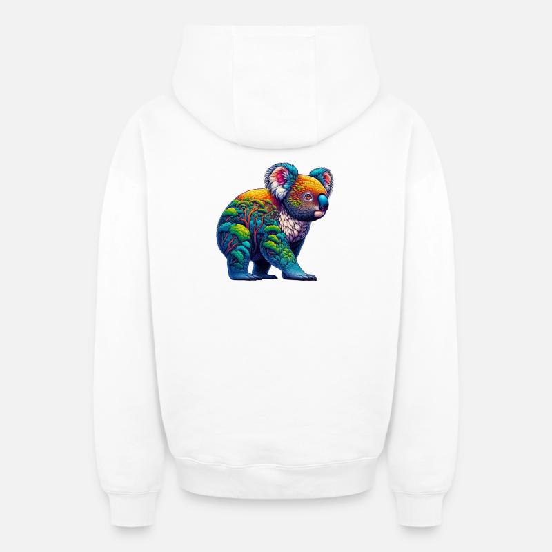 Koala - Sweat à capuche unisexe zippé oversize épais SPREAD - blanc