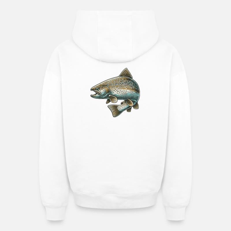Saumon - Sweat à capuche unisexe zippé oversize épais SPREAD - blanc