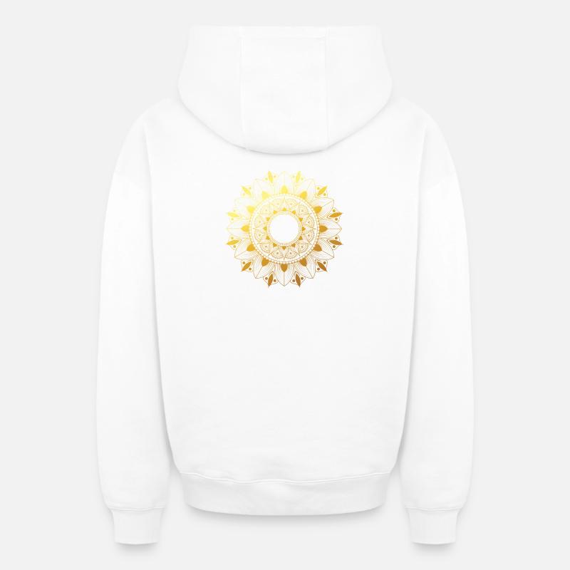 Mandala doré - Sweat à capuche unisexe zippé oversize épais SPREAD - blanc